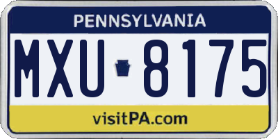 PA license plate MXU8175