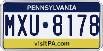 PA license plate MXU8178