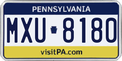 PA license plate MXU8180