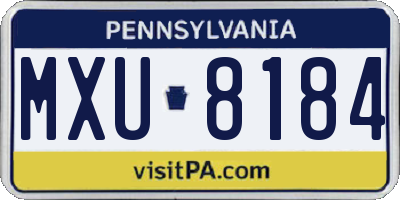 PA license plate MXU8184