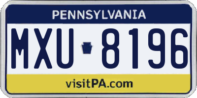 PA license plate MXU8196