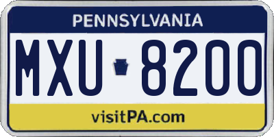 PA license plate MXU8200