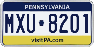 PA license plate MXU8201