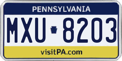 PA license plate MXU8203
