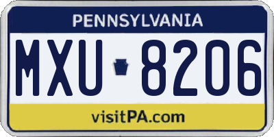 PA license plate MXU8206
