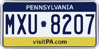 PA license plate MXU8207