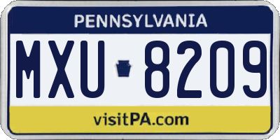 PA license plate MXU8209