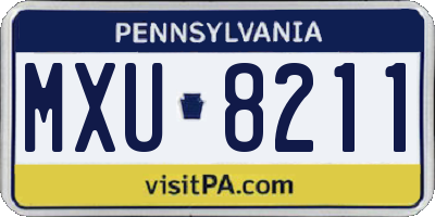 PA license plate MXU8211