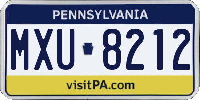 PA license plate MXU8212