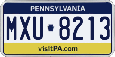 PA license plate MXU8213