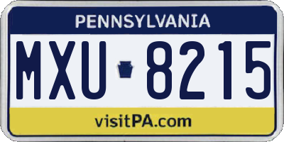 PA license plate MXU8215