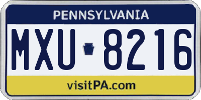 PA license plate MXU8216