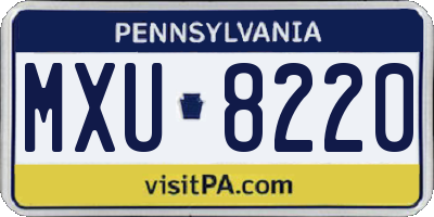 PA license plate MXU8220