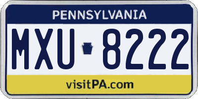 PA license plate MXU8222