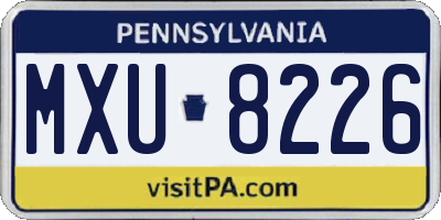 PA license plate MXU8226
