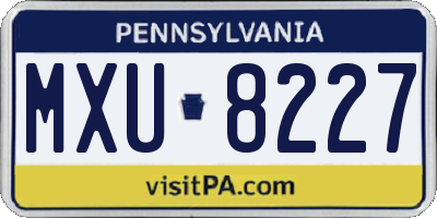 PA license plate MXU8227