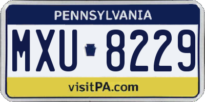 PA license plate MXU8229