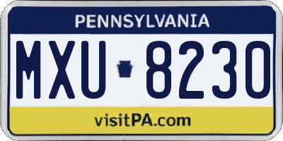 PA license plate MXU8230