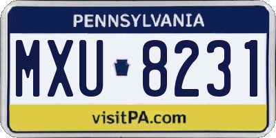 PA license plate MXU8231
