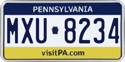 PA license plate MXU8234