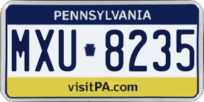 PA license plate MXU8235