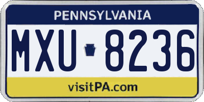 PA license plate MXU8236