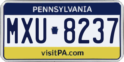 PA license plate MXU8237