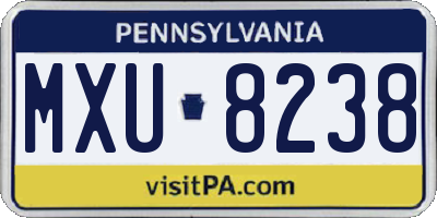 PA license plate MXU8238