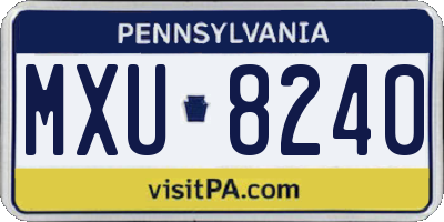 PA license plate MXU8240