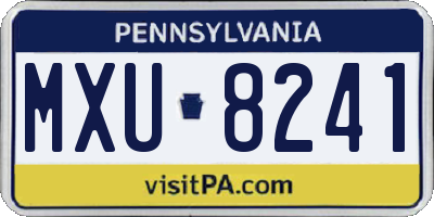 PA license plate MXU8241