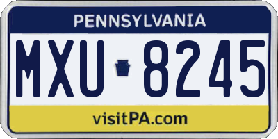 PA license plate MXU8245