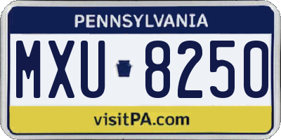 PA license plate MXU8250
