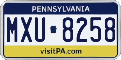 PA license plate MXU8258