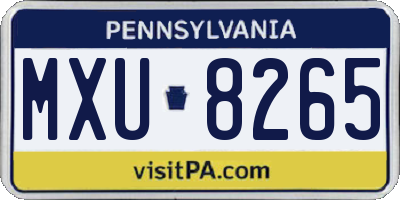 PA license plate MXU8265