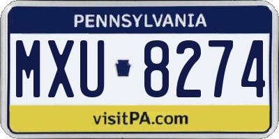PA license plate MXU8274