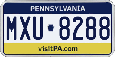 PA license plate MXU8288