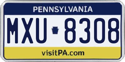 PA license plate MXU8308