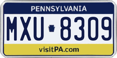 PA license plate MXU8309