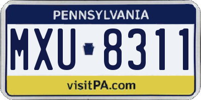 PA license plate MXU8311