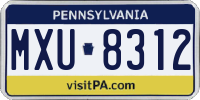 PA license plate MXU8312