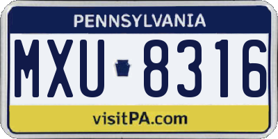 PA license plate MXU8316