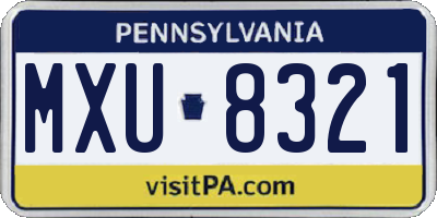 PA license plate MXU8321