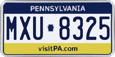 PA license plate MXU8325