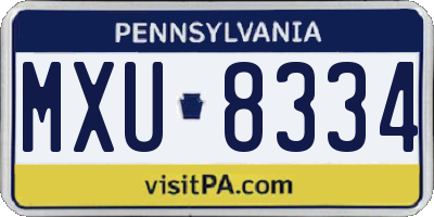 PA license plate MXU8334