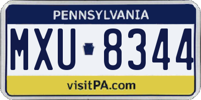 PA license plate MXU8344