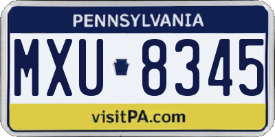 PA license plate MXU8345