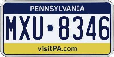 PA license plate MXU8346
