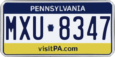PA license plate MXU8347