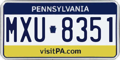 PA license plate MXU8351