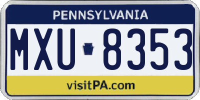 PA license plate MXU8353